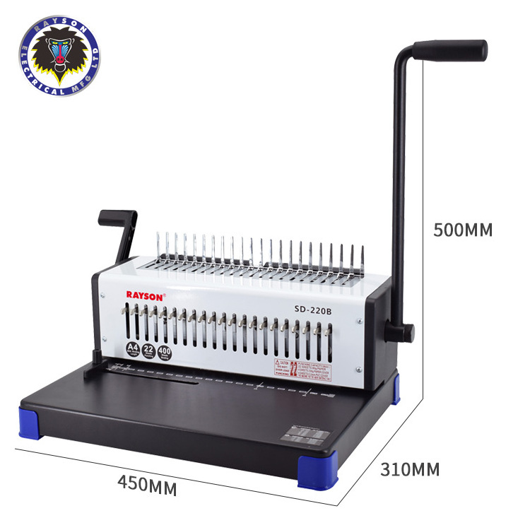 Customizable RAYSON SD-220B comb binder plastic office manual a4 comb binding machine