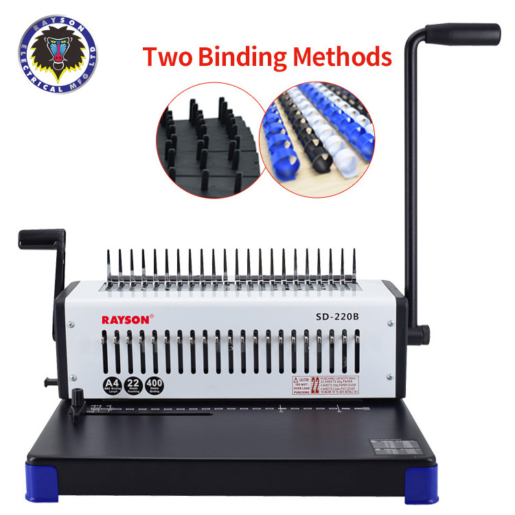 Customizable RAYSON SD-220B comb binder plastic office manual a4 comb binding machine