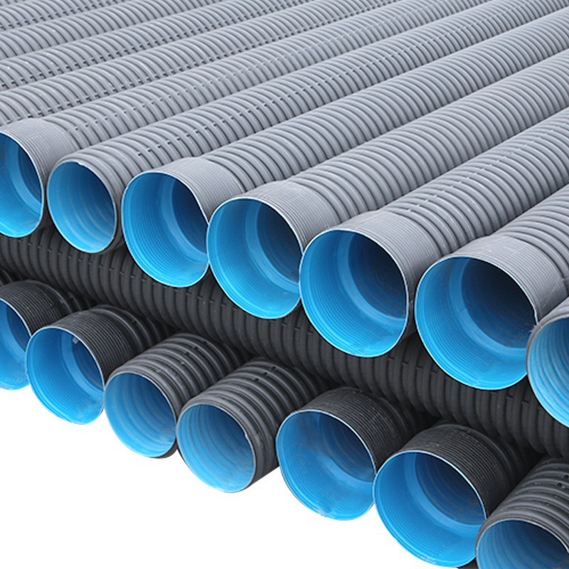 HDPE Double-wall Corrugated  PE Pipes for Municipal Sewer System SN4 SN8 SN16 Plastic Culvert Pipe 18 Inch