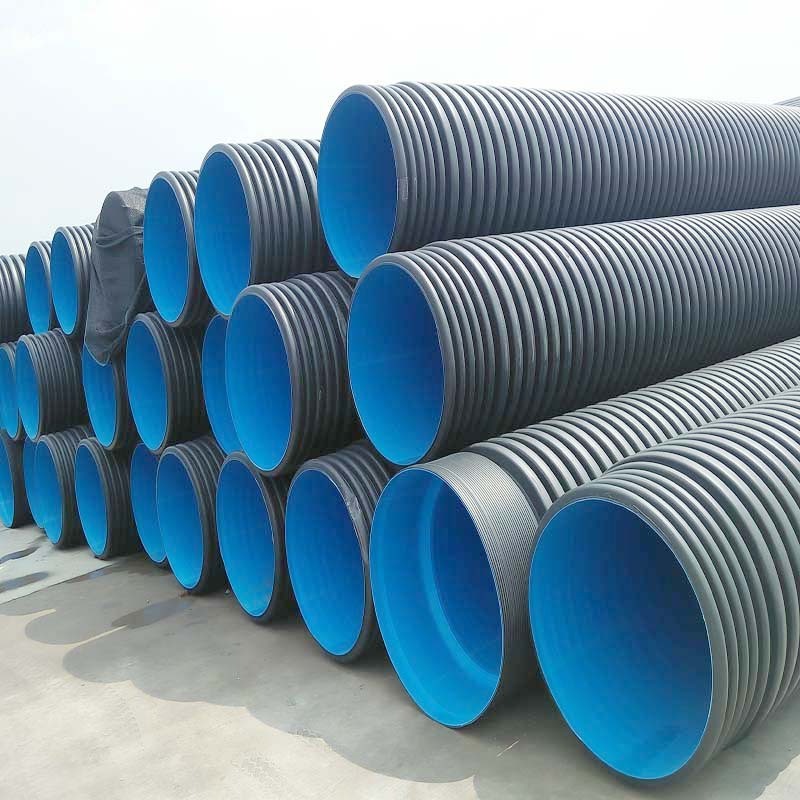 HDPE Double-wall Corrugated  PE Pipes for Municipal Sewer System SN4 SN8 SN16 Plastic Culvert Pipe 18 Inch