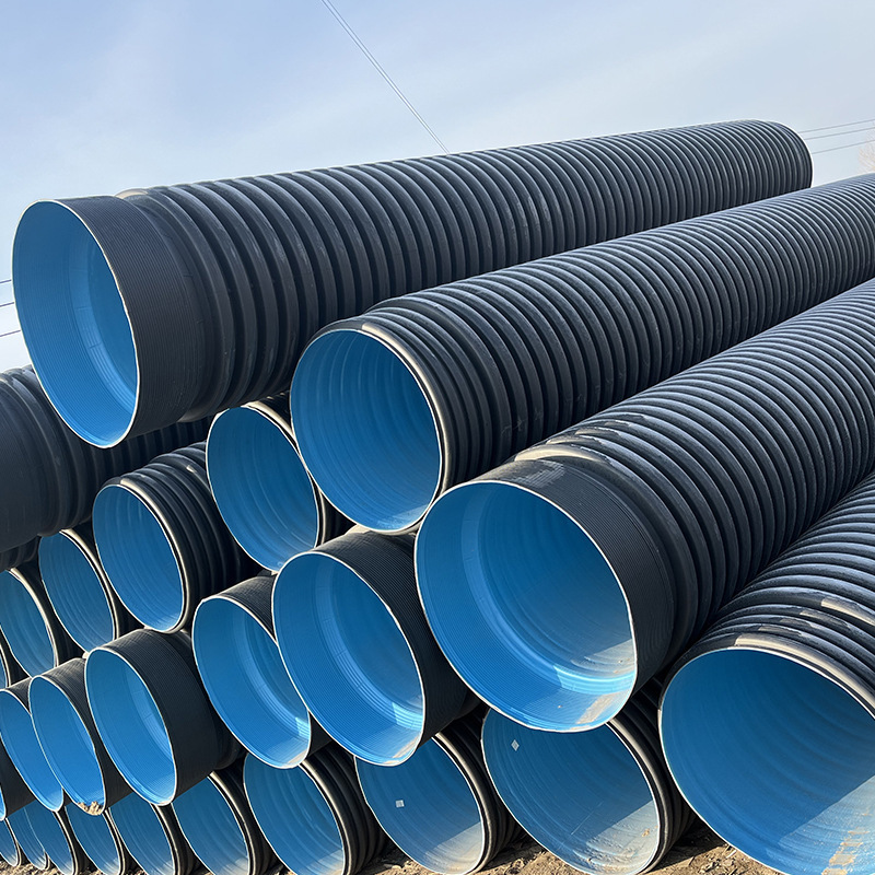 HDPE Double-wall Corrugated  PE Pipes for Municipal Sewer System SN4 SN8 SN16 Plastic Culvert Pipe 18 Inch