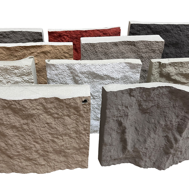 PU mushroom stone wall panel color exterior pu foam artificial rock faux stone wall panel