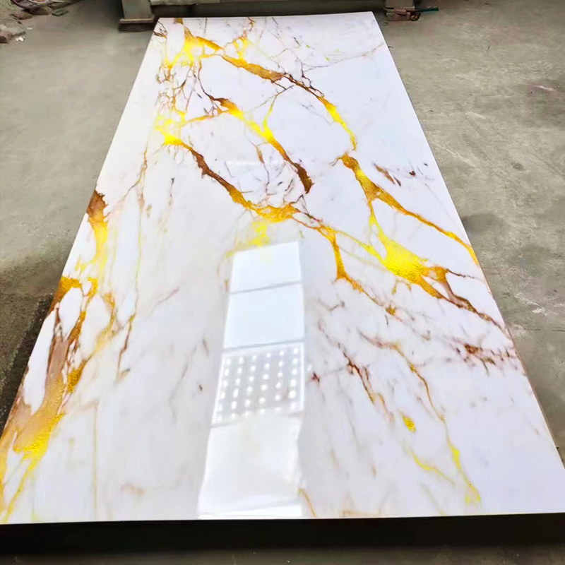 High Gloss Pvc Sheet Marble Wall Panel Board Uv Coated Waterproof Marble Sheet  Uv Board