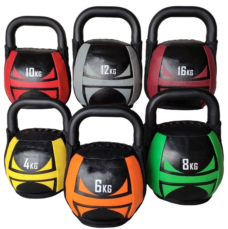 High Quality 4kg, 6kg, 8kg, 10kg, 12kg, 16kg Custom Logo Fitness Sand Iron Material Handle Soft Kettlebell