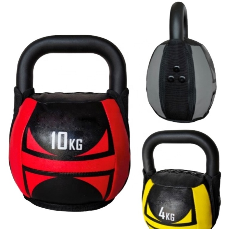 High Quality 4kg, 6kg, 8kg, 10kg, 12kg, 16kg Custom Logo Fitness Sand Iron Material Handle Soft Kettlebell