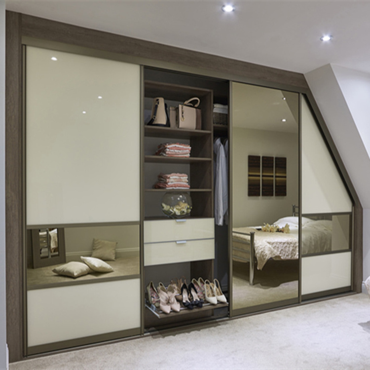 Modern four doors wardrobes bedroom furniture build in wardrobes Turkish style