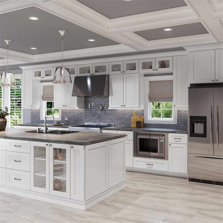 American Style Home Cabinets Custom Solid Wood Kitchen Walnut Wood ...