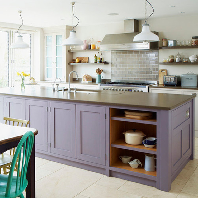 Custom Made Solid Wood Kitchen Cabinet Designs Purple Shaker Style Cabinet Kitchen China Factory Price