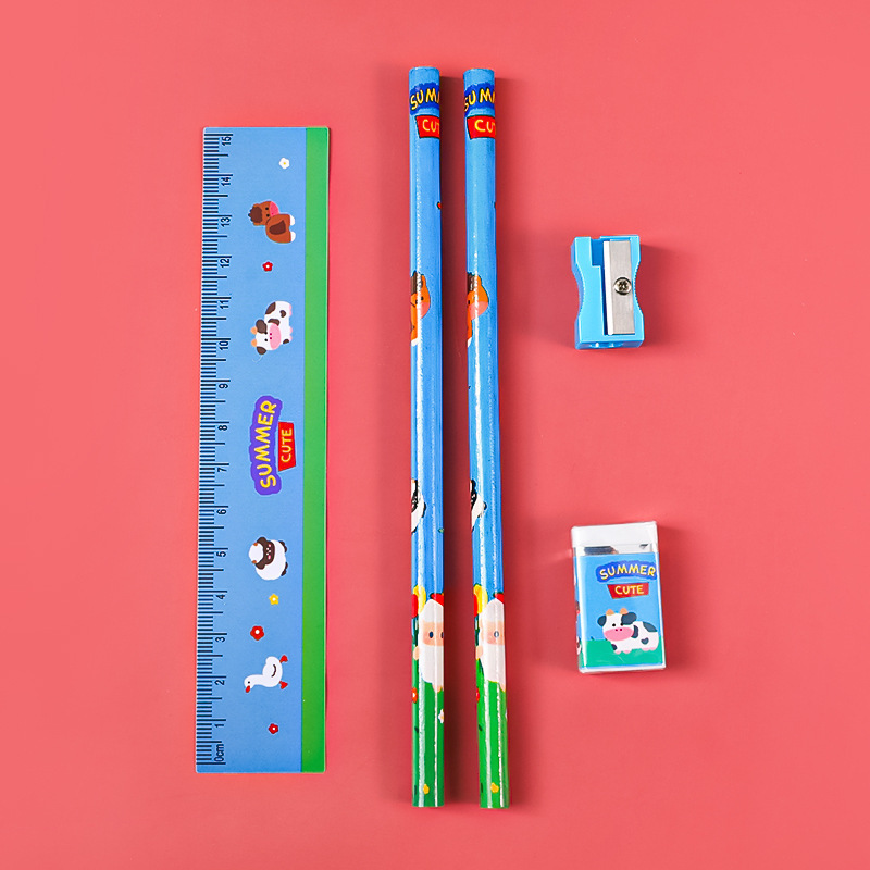 Reginfield Elementary school stationery set for children 5 in 1set christmas children's gift pencil set with gift box