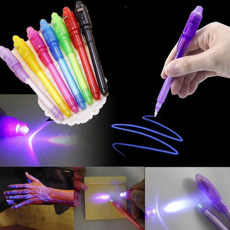 colorful hot selling Fashion Magical spy pen secret message agent invisible ink pen with uv pen