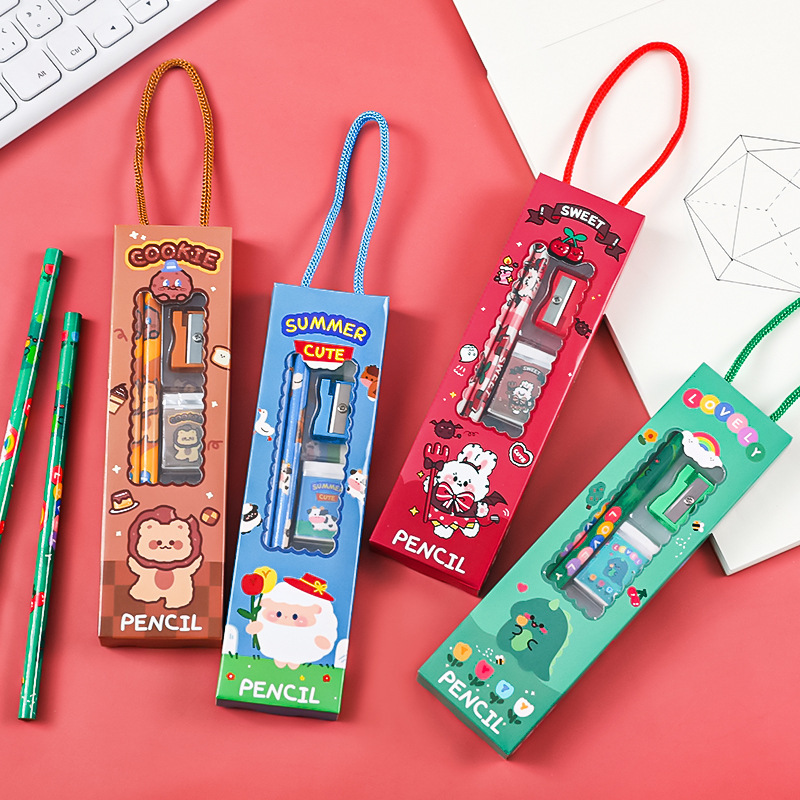 Reginfield Elementary school stationery set for children 5 in 1set christmas children's gift pencil set with gift box