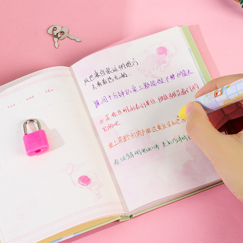 Student prize stationery set Children's diary primary school student gift lockable notebook gift box password lock space gift