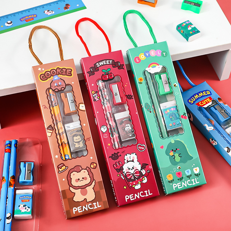 Reginfield Elementary school stationery set for children 5 in 1set christmas children's gift pencil set with gift box