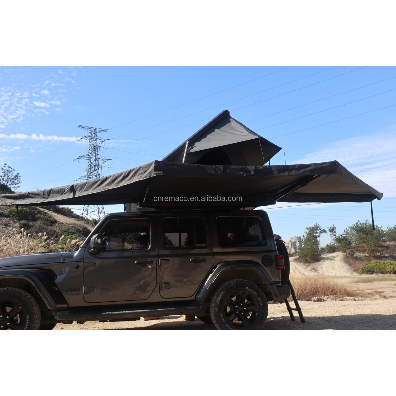 2024 Large Aluminum Free Standing 600D Oxford Waterproof Car Side Roof 180 Degree Freestanding Awning