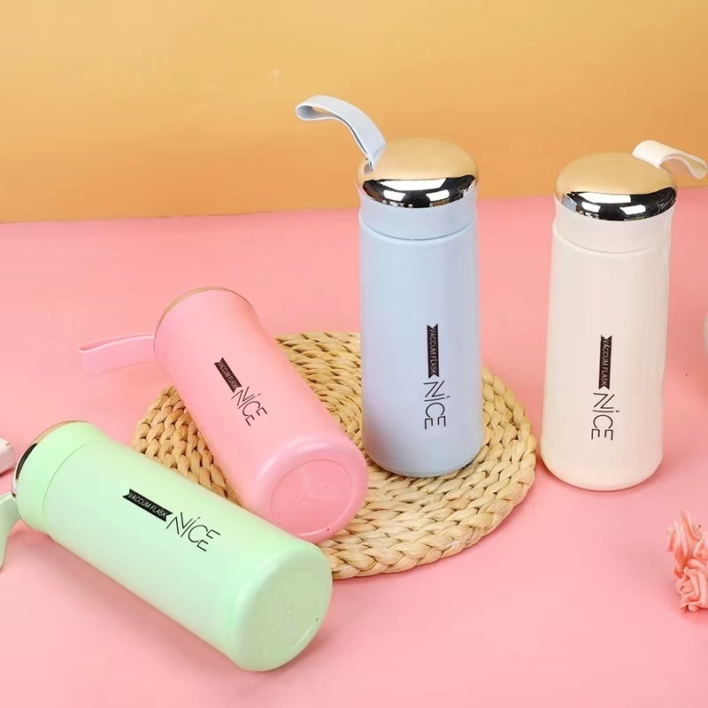 Wholesale outdoor travel cup with lid double-layer high-quality promotional gift with Custom logo glass portable water bottle