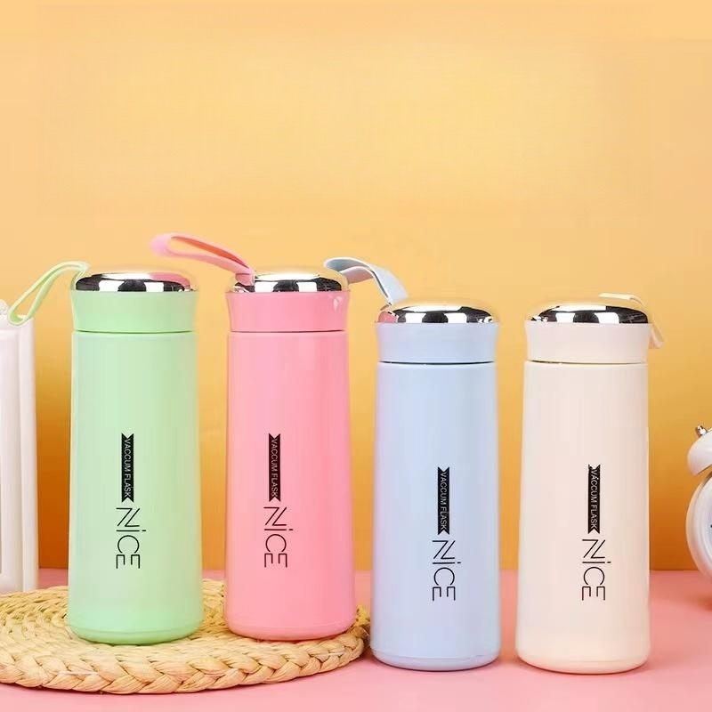 Wholesale outdoor travel cup with lid double-layer high-quality promotional gift with Custom logo glass portable water bottle