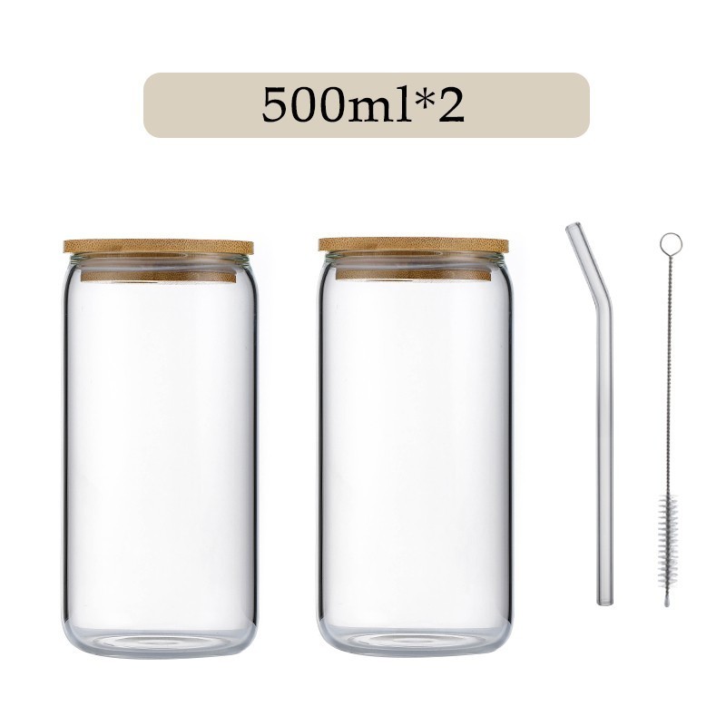 16 oz 20 oz single walled borosilicate glass jar with bamboo lid and straw cup coffee cup