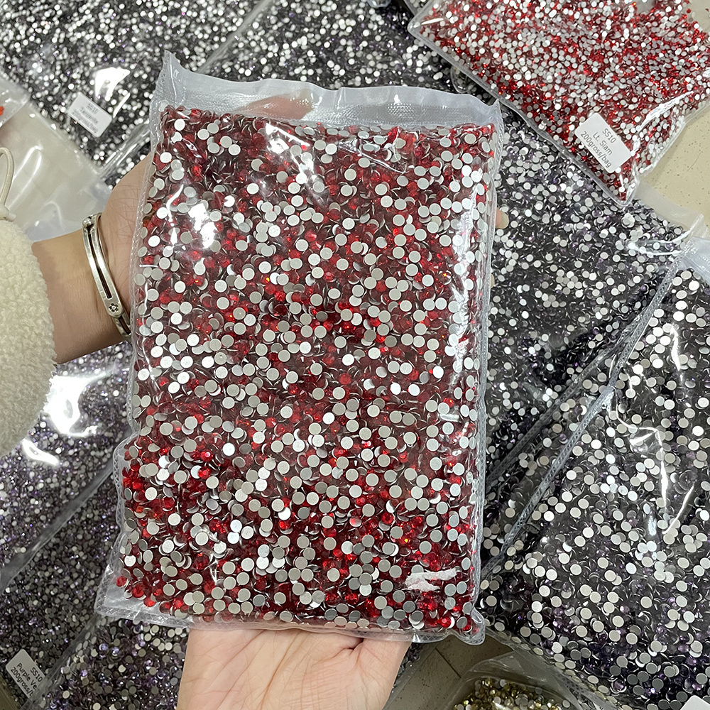 XULIN SS3 SS4 SS5 SS6 SS8 SS10 SS12 SS16 SS20 Flat Back Round Non Hotfix Glass Black Rhinestones Wholesale