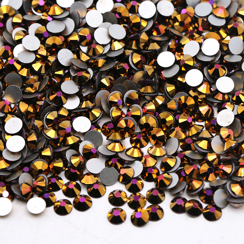 XULIN Wholesale Loose Sunlight Color Non Hot Fix Glass Flat Back Rhinestones Bulk For Rhinestone Fabric Garment