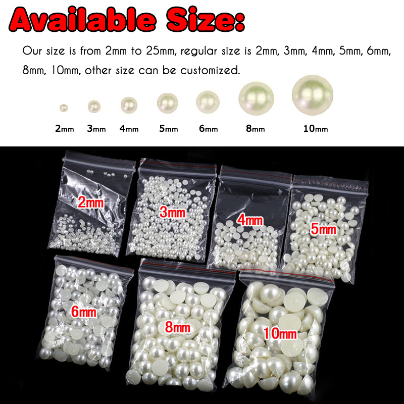 XULIN Dark Coffee Color ABS Half Round Loose Flat Back Pearl for Jewelry Making