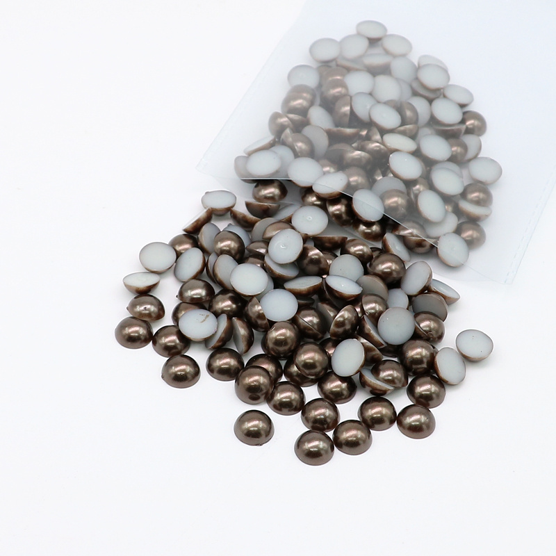 XULIN Dark Coffee Color ABS Half Round Loose Flat Back Pearl for Jewelry Making