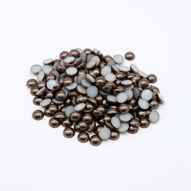 XULIN Dark Coffee Color ABS Half Round Loose Flat Back Pearl for Jewelry Making