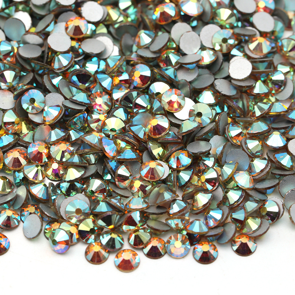 XULIN Wholesale Loose Sunlight Color Non Hot Fix Glass Flat Back Rhinestones Bulk For Rhinestone Fabric Garment