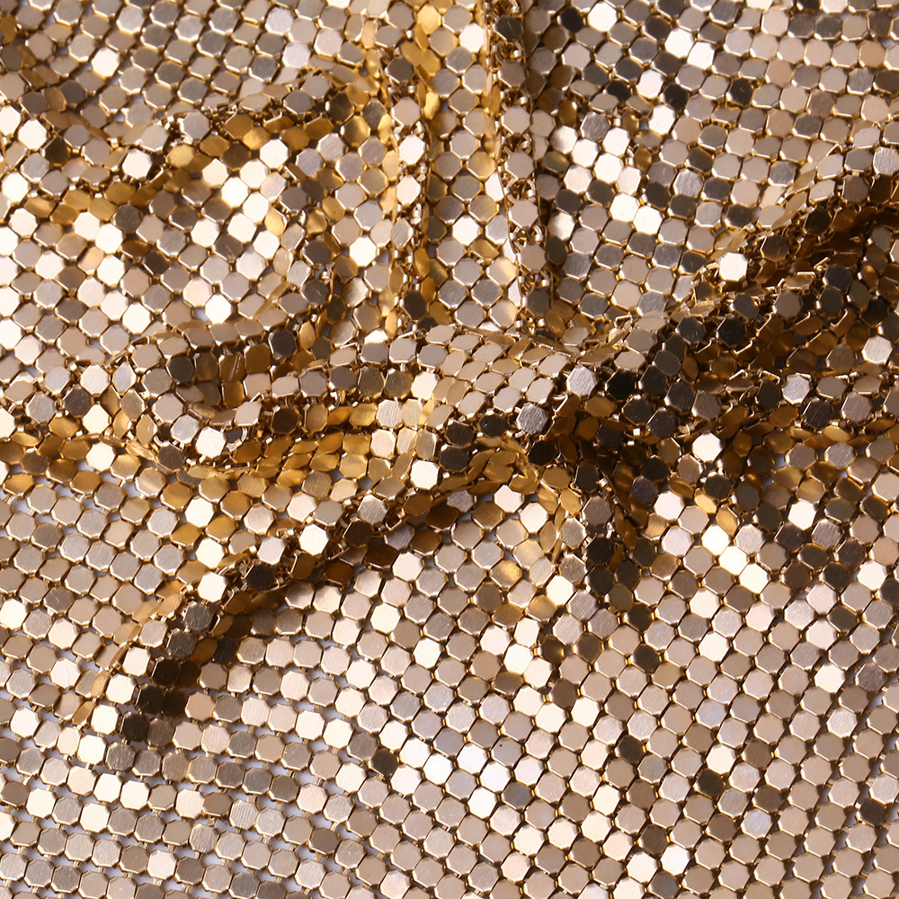 XULIN Aluminum Chain Mesh Fabric Metallic Decorative Cloth Sequin Screen Flexible Metal Mesh Fabric