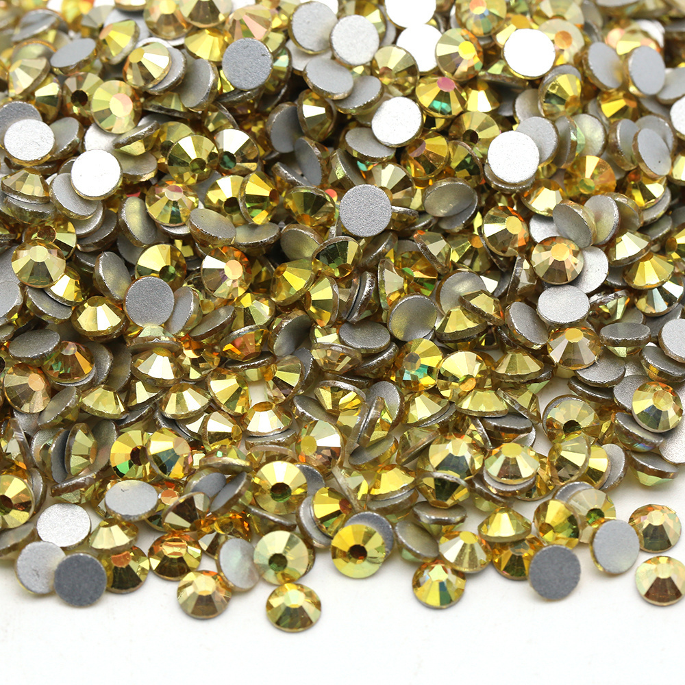 XULIN Wholesale Loose Sunlight Color Non Hot Fix Glass Flat Back Rhinestones Bulk For Rhinestone Fabric Garment