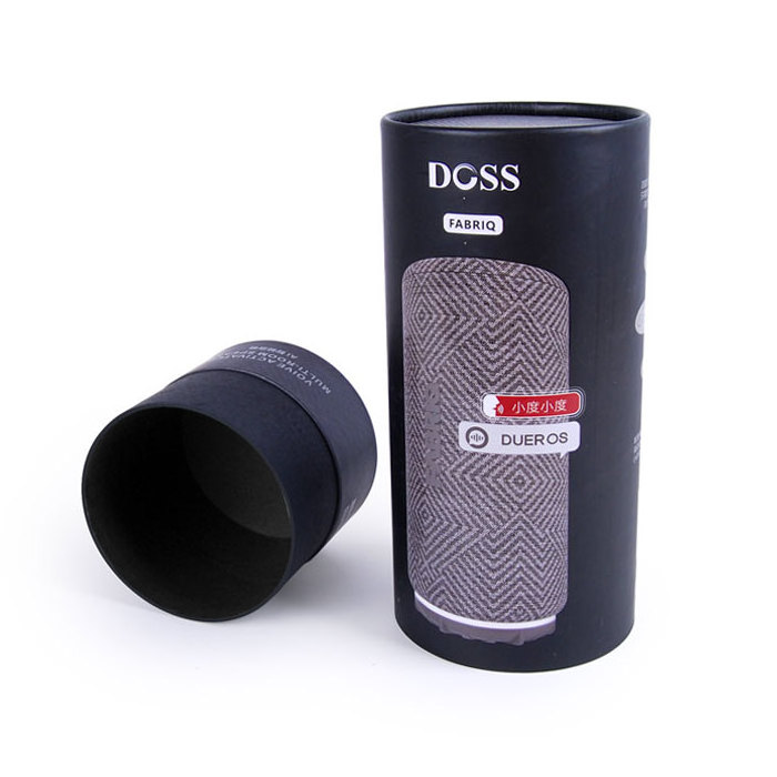 Wholesale custom round paper tube box with plastic hook supply bluetooth speaker/rainbow light/pinning board packaging