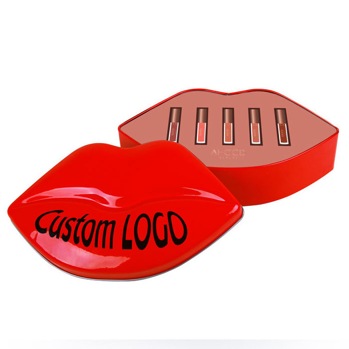 Manufacture Luxury Quality Lip Shaped Cosmetic Lipstick Gift Packaging Tin Box