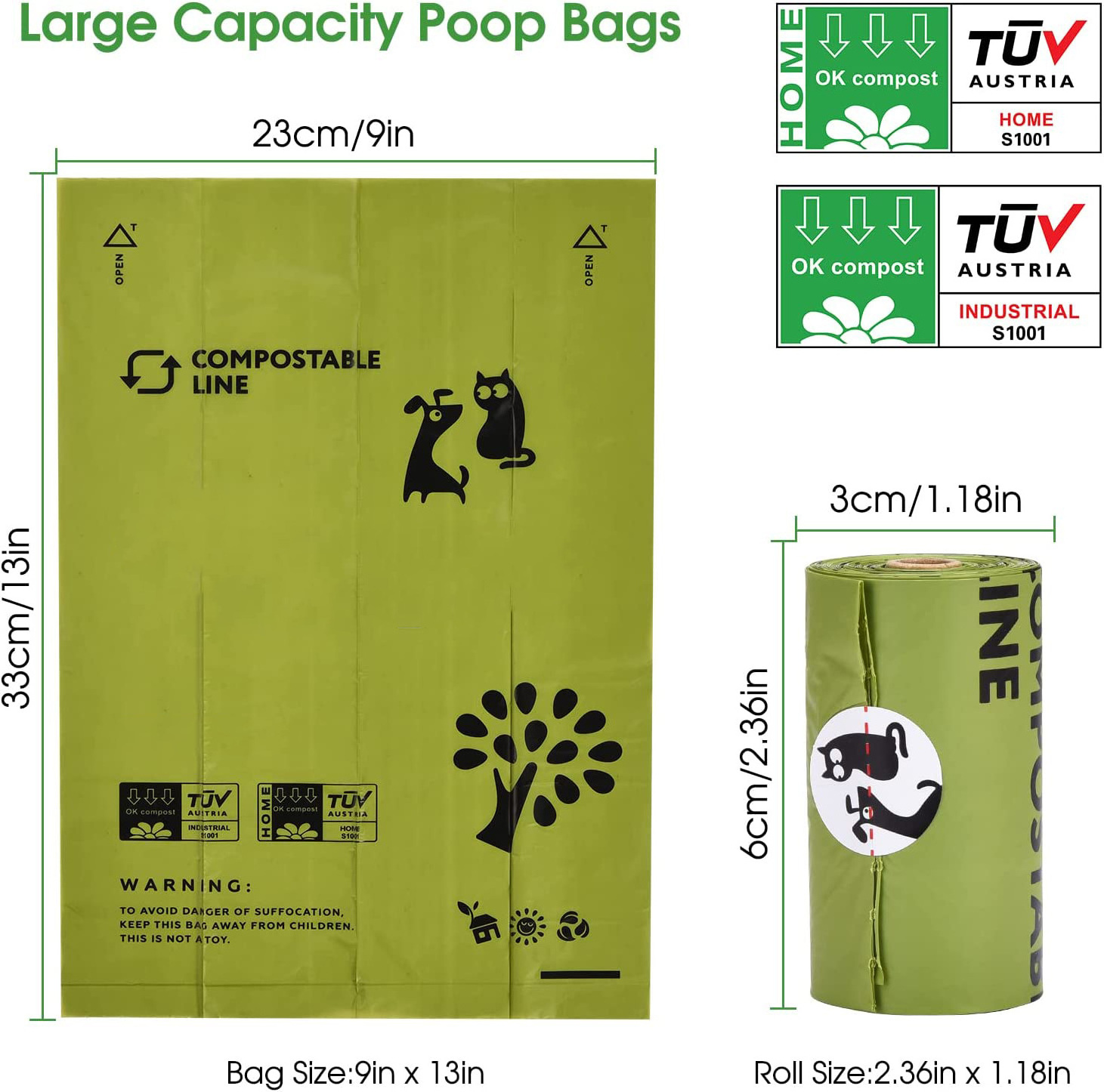 custom eco-friendly bio degradable dog poop bags plastic HDPE with EPI D2W degradable oxo-biodegradable material