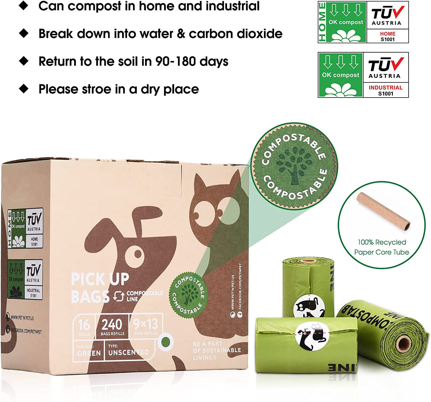 custom eco-friendly bio degradable dog poop bags plastic HDPE with EPI D2W degradable oxo-biodegradable material