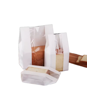 2024 New Bread Bag With Clear Window Gusset Type Seal Toast Packaging Bag Customized Printed Cotton Paper Stand Up Bags