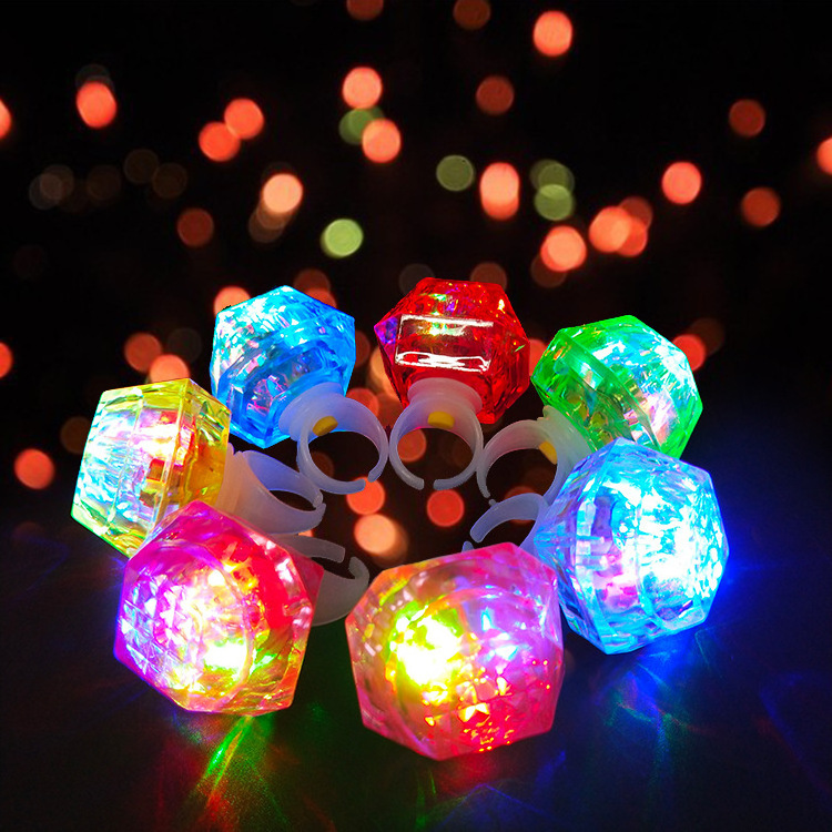 Richshining LED Luminous Finger Ring Glowing In The Dark Diamond RGB Ring Toys For Wedding Party