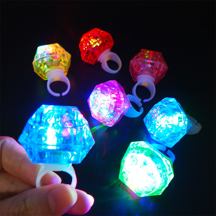 Richshining LED Luminous Finger Ring Glowing In The Dark Diamond RGB Ring Toys For Wedding Party