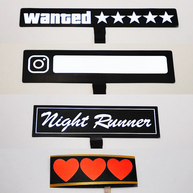 EL car electronic luminous stickers glow in the dark led light up 5 stars wanted sticker for car window