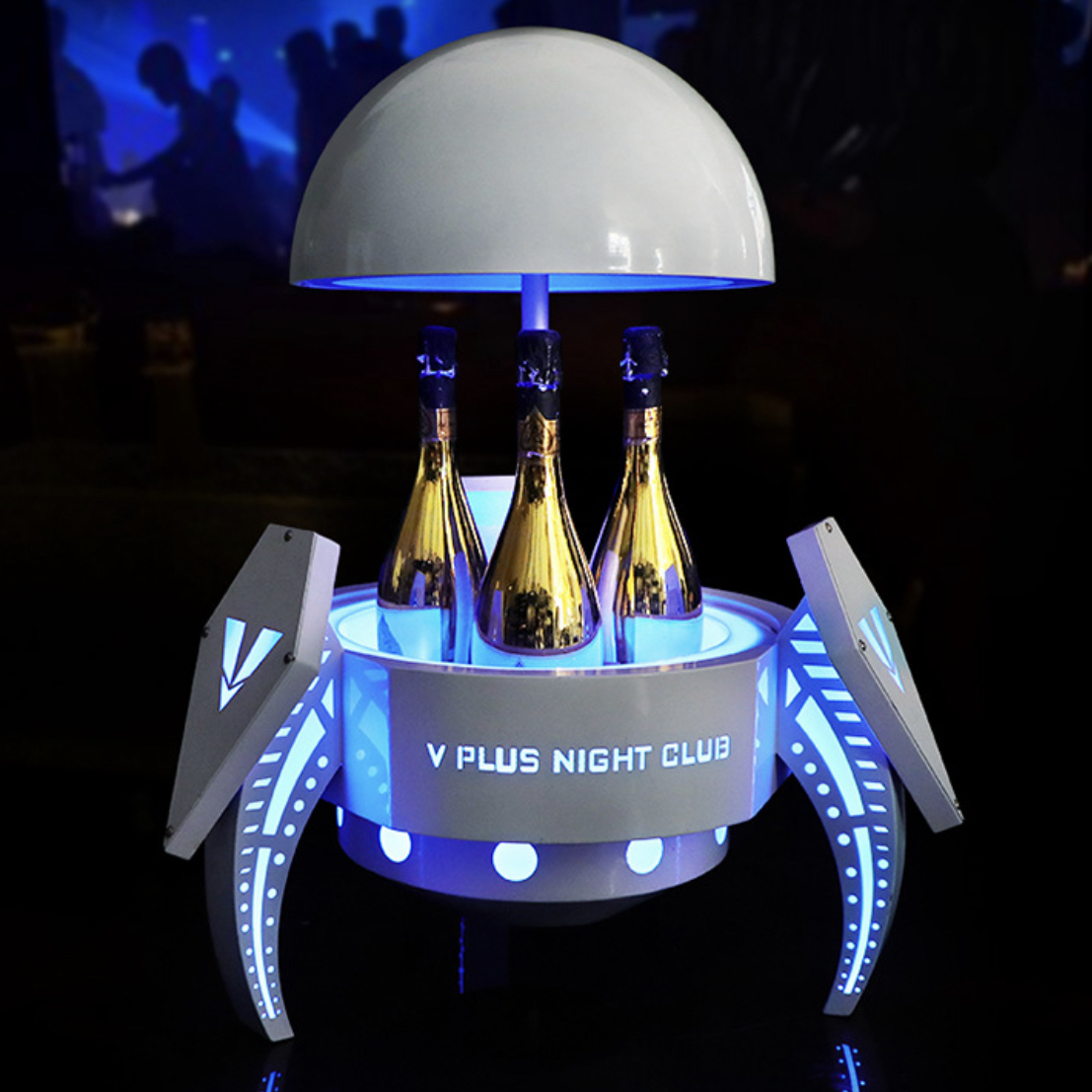 New Auto-Lifting LED Bottle Presenter Ball-Shaped Whiskey Cocktail Display Racks for Night Club Lounge LED Glory Ice Buckets