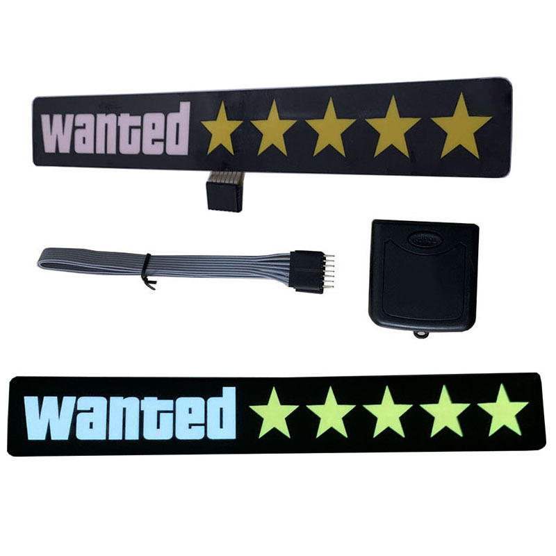 EL car electronic luminous stickers glow in the dark led light up 5 stars wanted sticker for car window