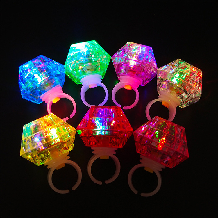 Richshining LED Luminous Finger Ring Glowing In The Dark Diamond RGB Ring Toys For Wedding Party