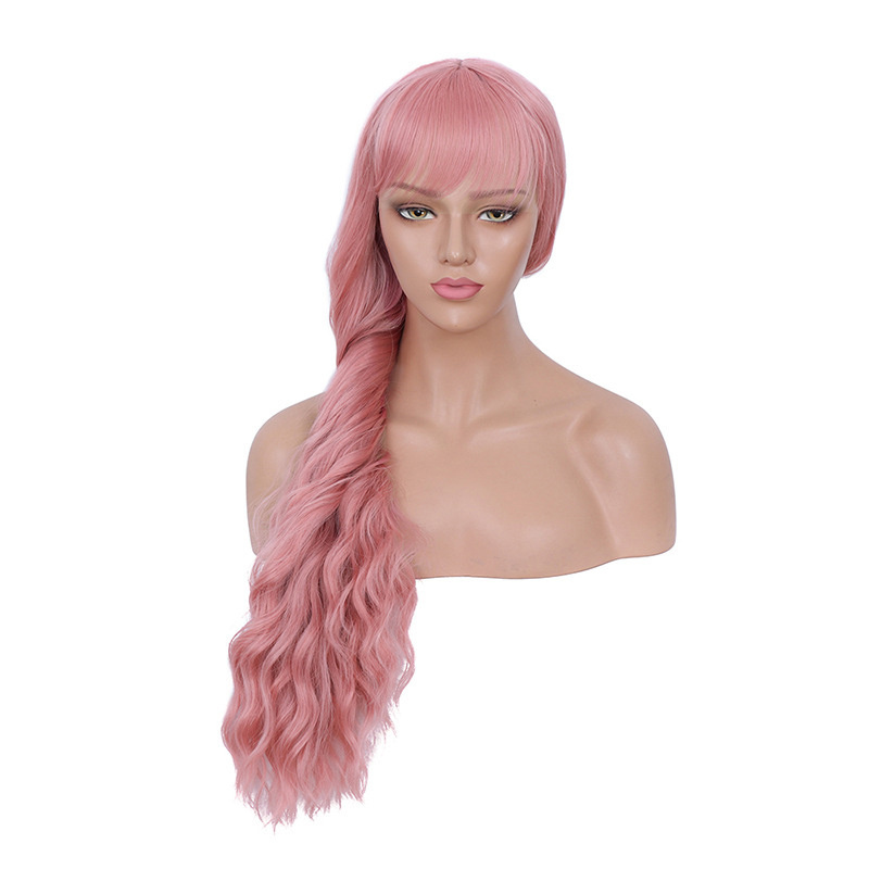 Japanese Color wigs Halloween Long Curly Synthetic Hair Cosplay Wigs With Bangs