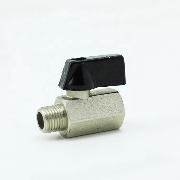 Black handle 1/4 inch bsp thread male & female brass mini ball valve