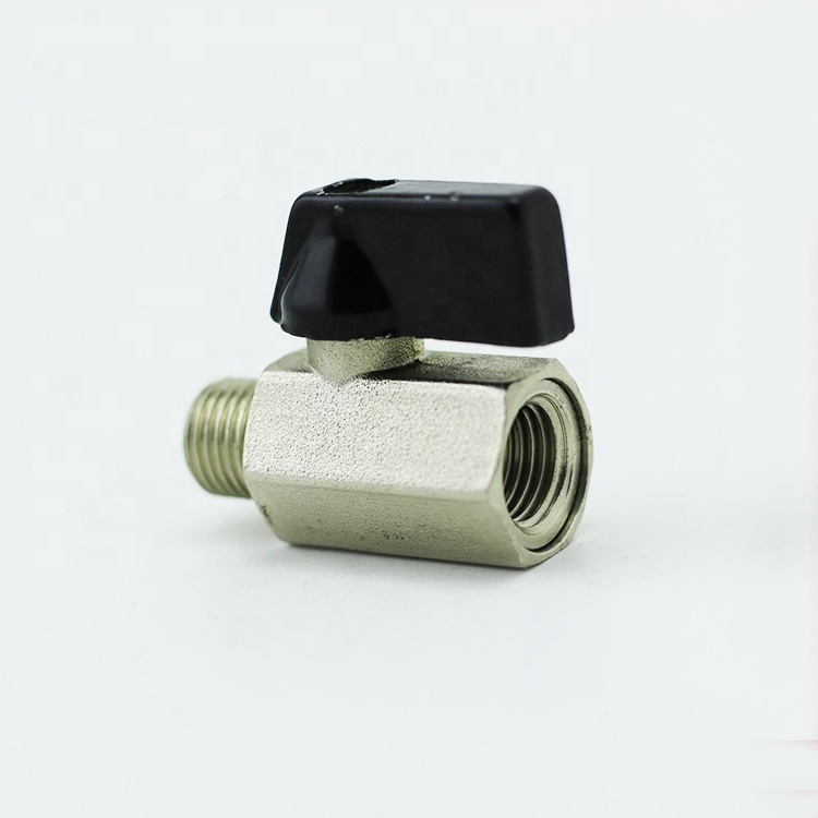 Black handle 1/4 inch bsp thread male & female brass mini ball valve