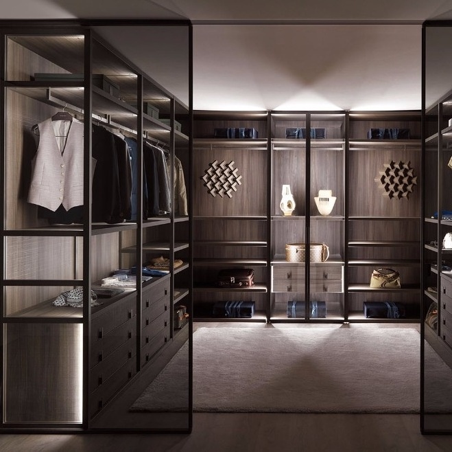 modern bedroom design aluminum glass door wardrobe,custom walk in closet