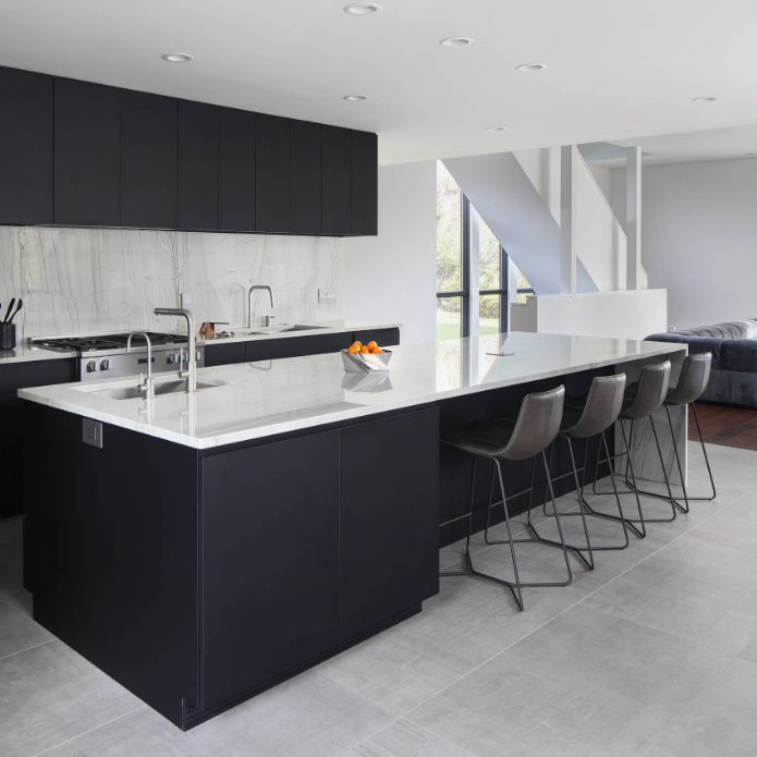 Modern wood lacquer surface black kitchen cabinet