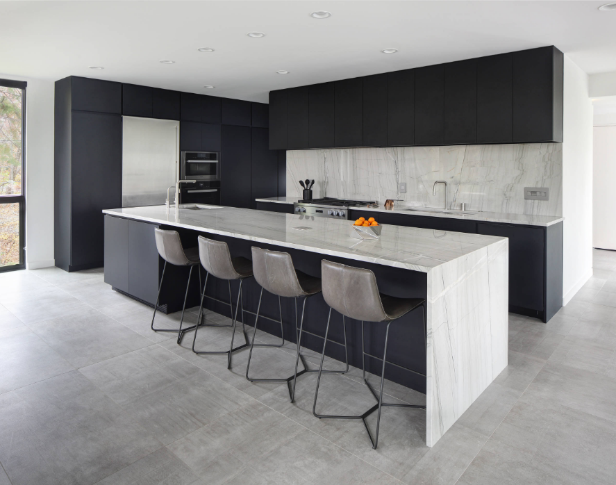 Modern wood lacquer surface black kitchen cabinet