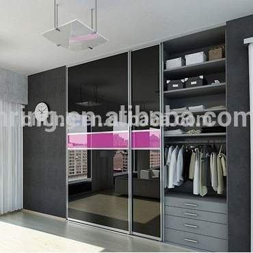 Modern Black Mirrored Armoire Wardrobe Bedroom Furniture Bedroom