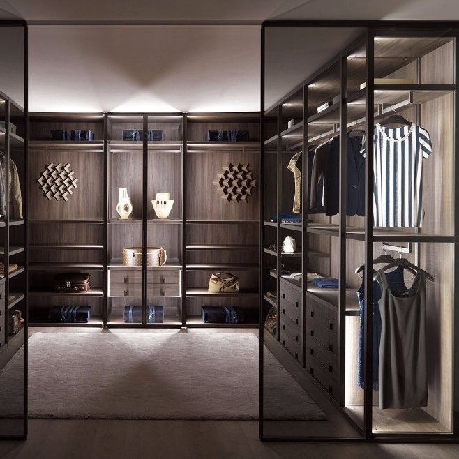 modern bedroom design aluminum glass door wardrobe,custom walk in closet