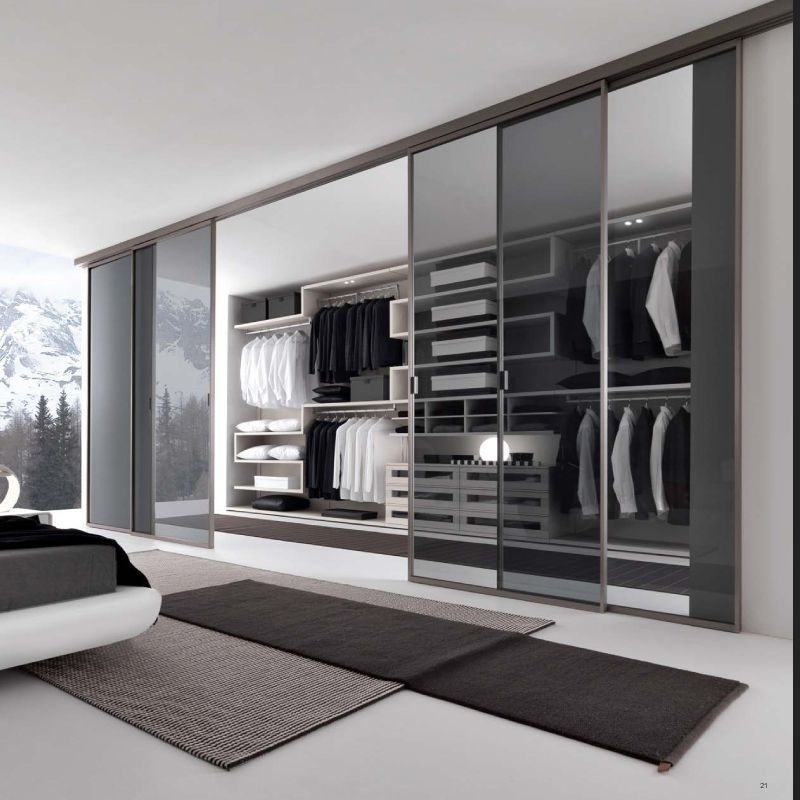 modern bedroom design aluminum glass door wardrobe,custom walk in closet