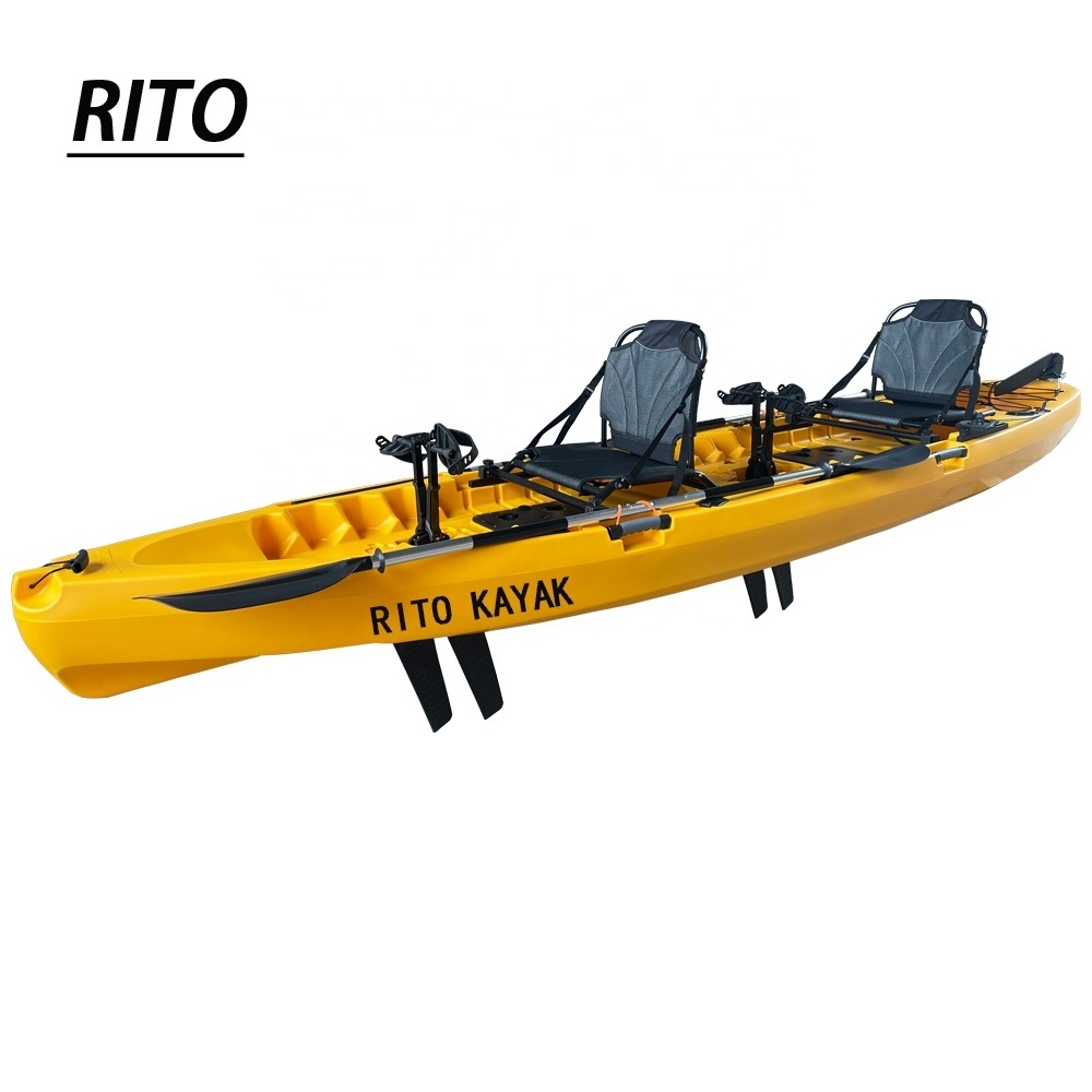 Sit on top cheap floating life jacket plastic 2 person seater pedal kayak with electric trolling motor mount bracket